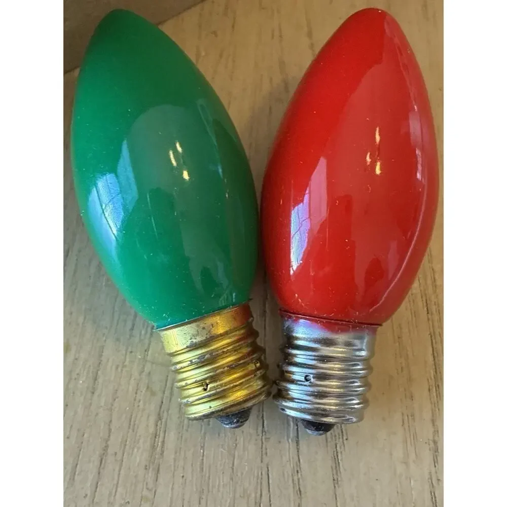 25 Vtg C9 Replacement Bulbs Ceramic Red Green Christmas Lights C-9 1/4 120V 7W